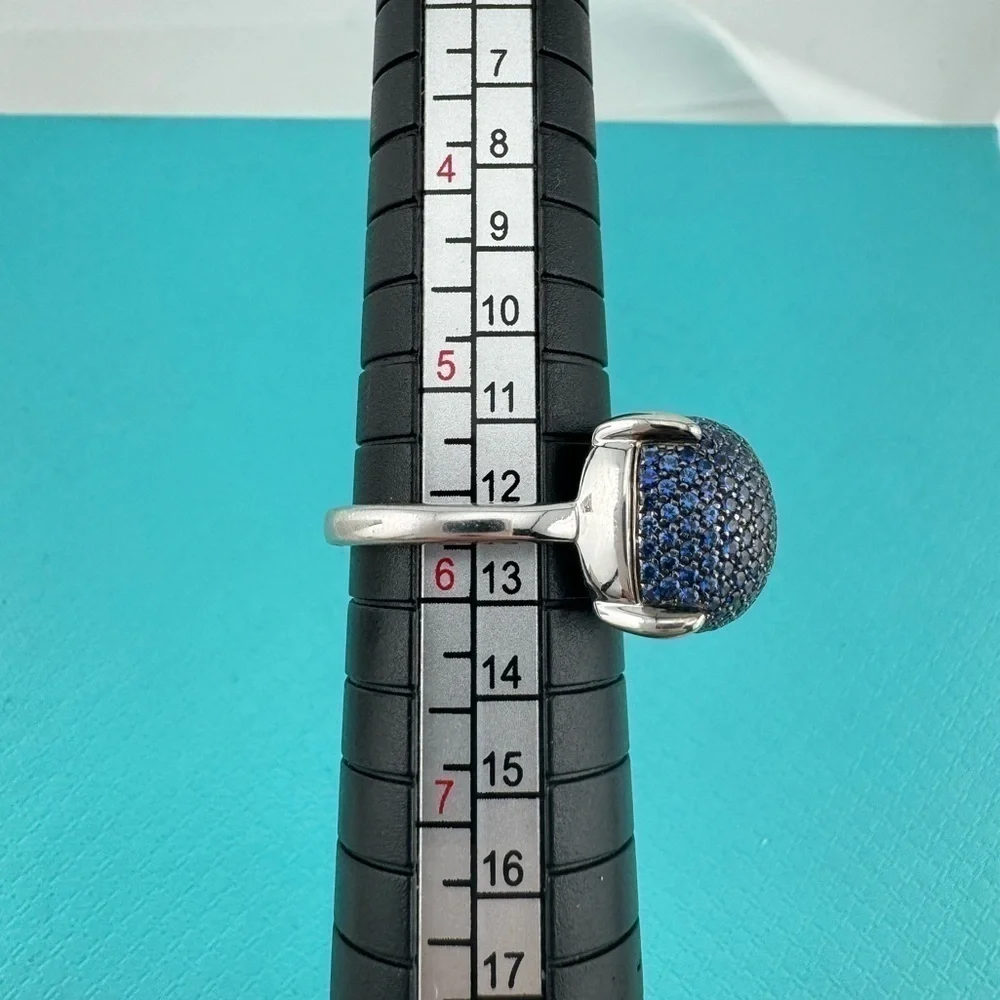 Tiffany & Co. Blue Sapphire Sugar Stack Ring 18k White Gold